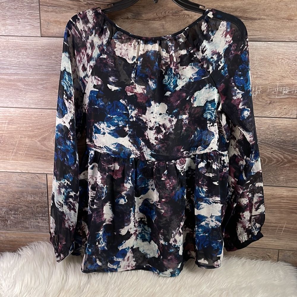Nine West Vintage America Ladies Sheer Dress Blouse , Size Extra Small, Black